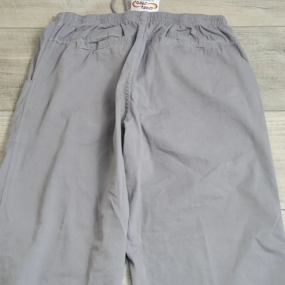 🌴NWT Crazy Shirts Hawaii Pants Mens L Smoke Gray Resort Relaxed Cotton Twill